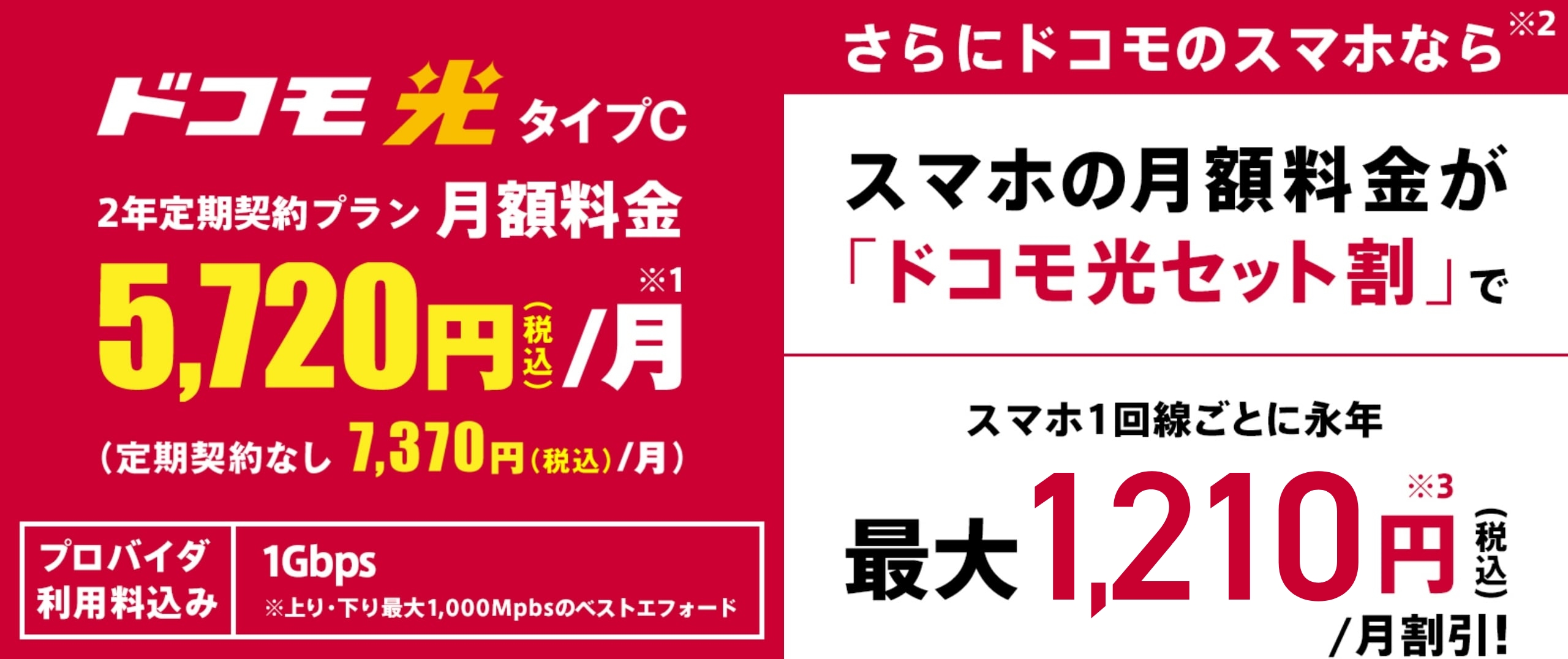 ドコモ光 タイプCの料金説明画像